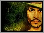 Johnny Depp,kapelusz, wąsik