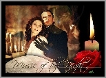 Phantom Of The Opera, Gerard Butler, Emmy Rossum, rękawiczki, świece, róża