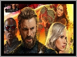 Film, Avengers Wojna bez granic, Avengers Infinity War, Anthony Mackie, Chris Evans, Scarlett Johansson, Elizabeth Olsen
