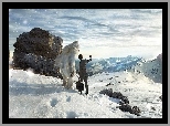 Zima, Góry, Śnieg, Ślady, Yeti, Mężczyzna, Fantasy