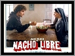 Nacho Libre, Jack Black, Ana Reguera, stół, sałatka