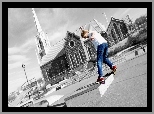 Mężczyzna, Skateboarder, Deskorolka, Ulica, Kościół