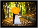 Młoda, Para, Parasol, Jesień