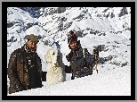 Film, Bella i Sebastian, Pirenejski pies górski, Góry, Alpy, Zima  Dziecko, Mężczyzna