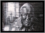Mural, Portret, Postać, Jan Paweł II, Okno, Street art