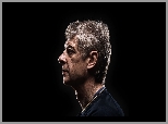 Mężczyzna, Portret, Profil, Arsene Wenger, Trener, Piłkarz, Czarne tło