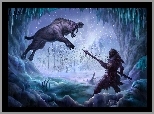 Tygrys, Fantasy, Mężczyzna, Dzida