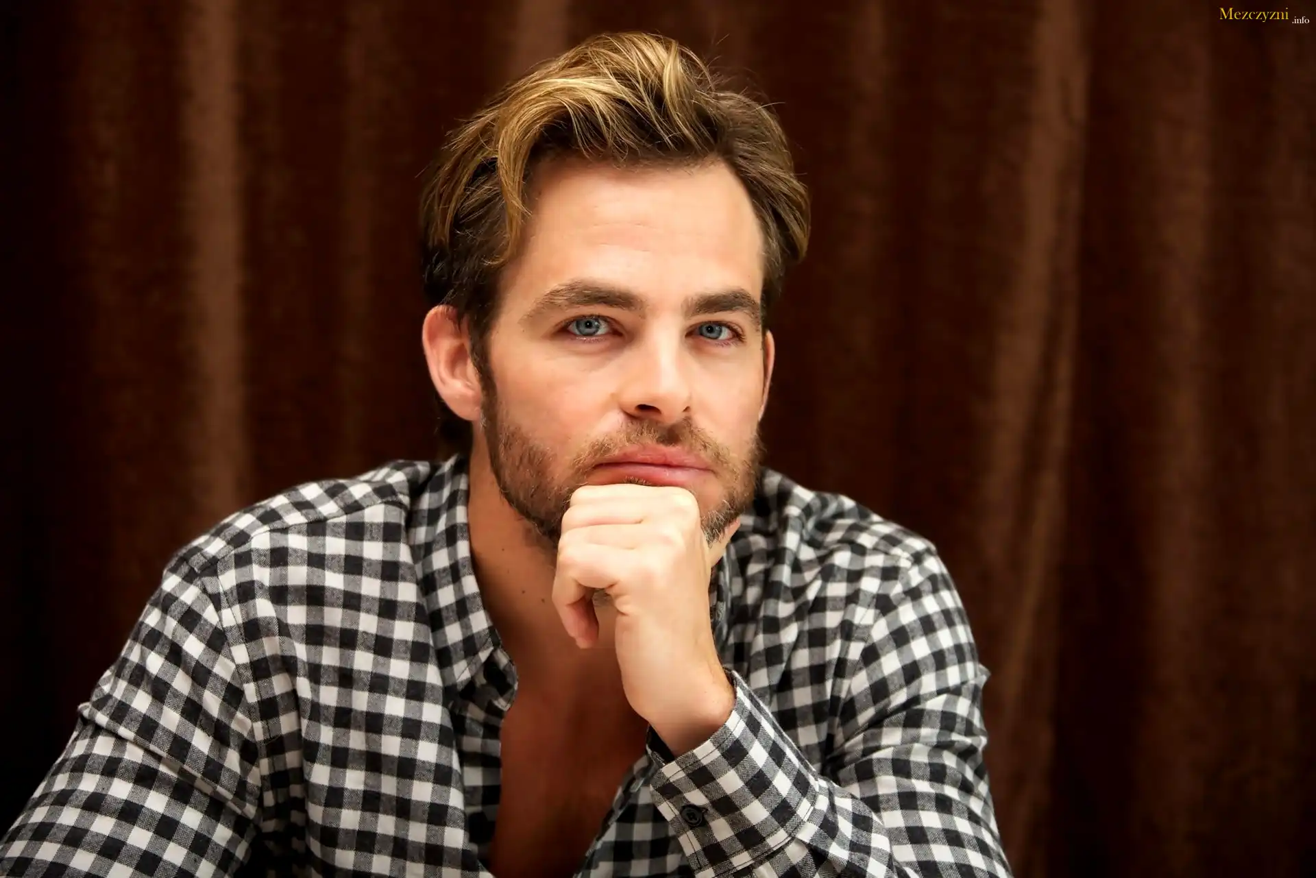 Chris Pine, Aktor, Zarost, Koszula, Krata
