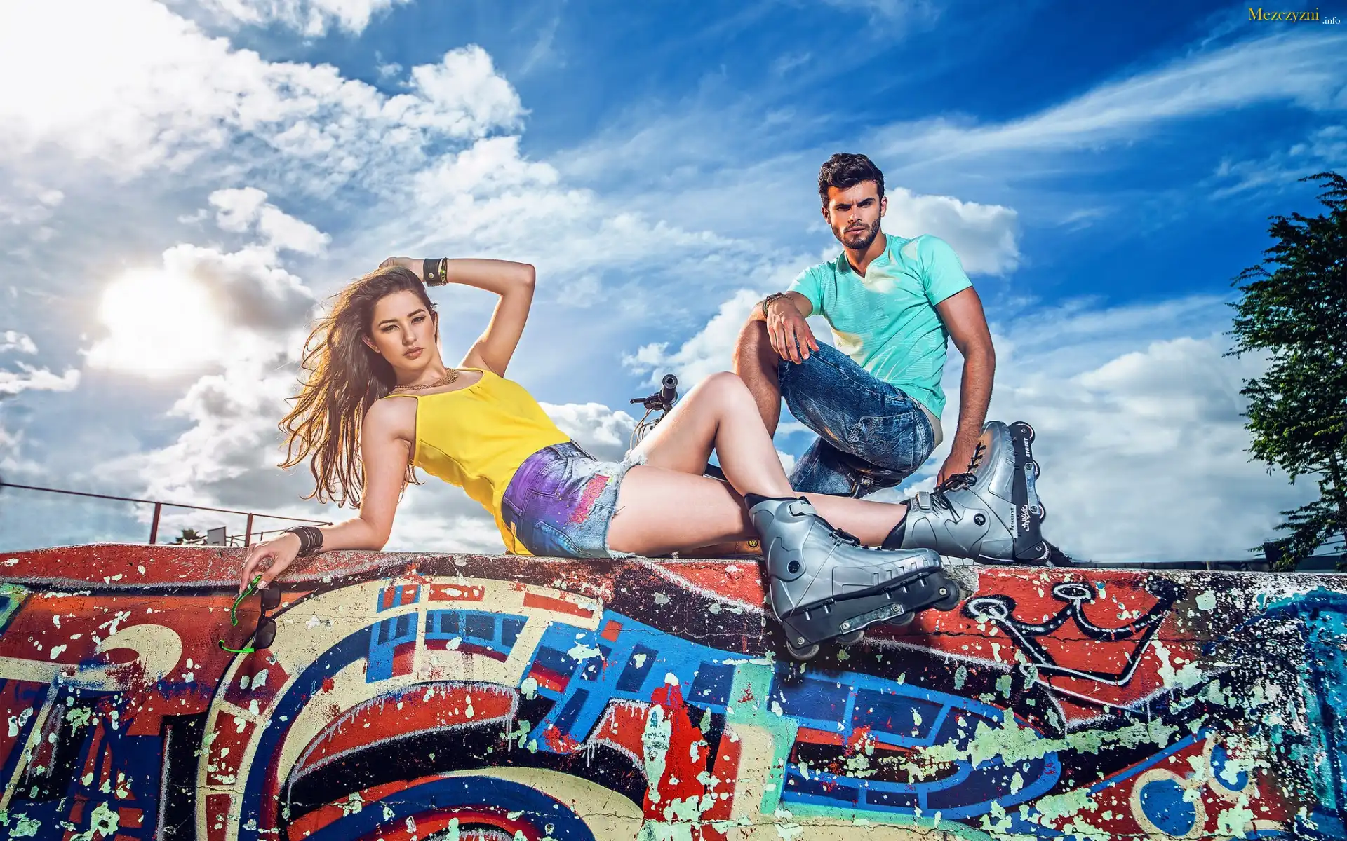 Kobieta, Thais Silva, Rolki, Mężczyzna, Bruno Piechocki, Graffiti